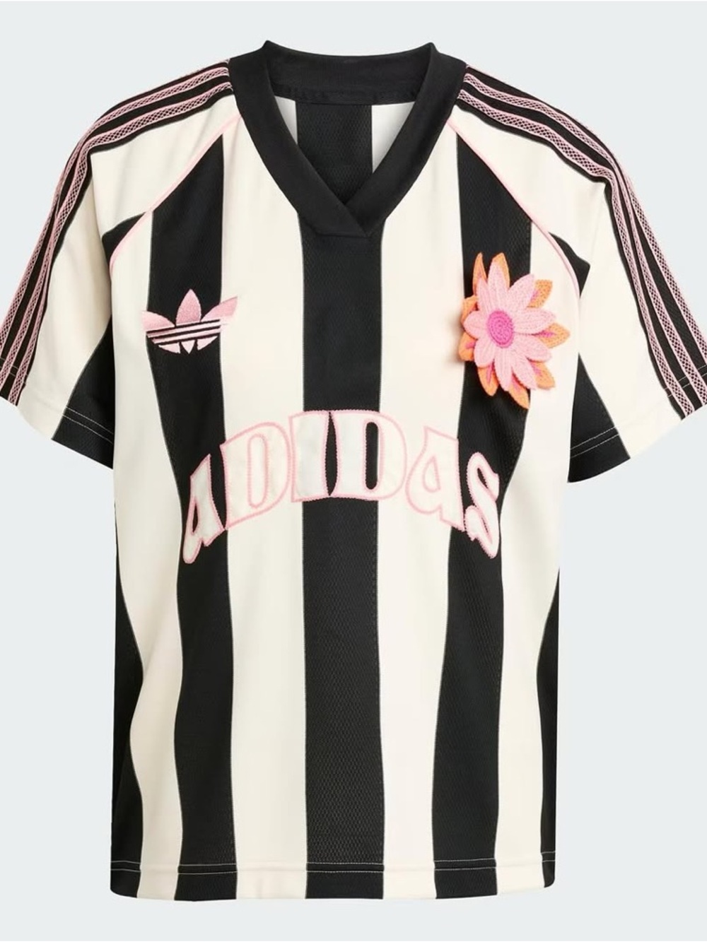 adidas Originals Summer Glow Jersey Black and cream with crochet flowers XL NWT